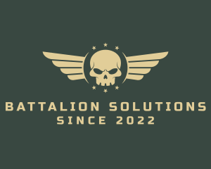 Military Skull Wings logo design