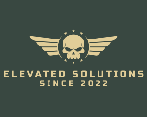 Military Skull Wings logo design