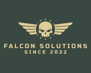 Military Skull Wings logo design