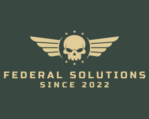 Military Skull Wings logo design