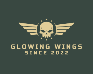 Military Skull Wings logo design