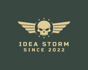 Military Skull Wings logo design