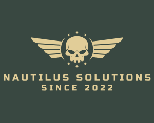 Military Skull Wings logo design