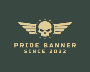 Military Skull Wings logo design