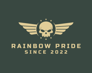 Military Skull Wings logo design