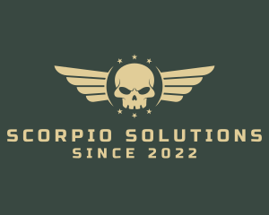 Military Skull Wings logo design