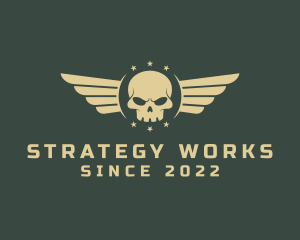 Military Skull Wings logo design