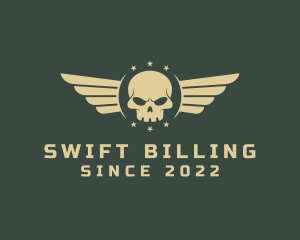 Military Skull Wings logo design