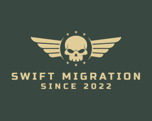 Military Skull Wings logo design