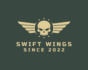 Military Skull Wings logo design