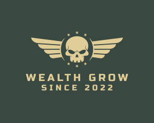 Military Skull Wings logo design