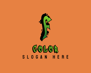 Colorful - Green Graffiti Letter F logo design
