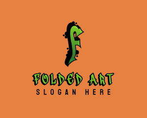 Green Graffiti Letter F  logo design