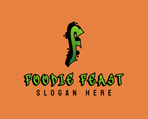 Green Graffiti Letter F  logo design