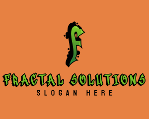 Green Graffiti Letter F  logo design