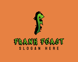 Green Graffiti Letter F  logo design