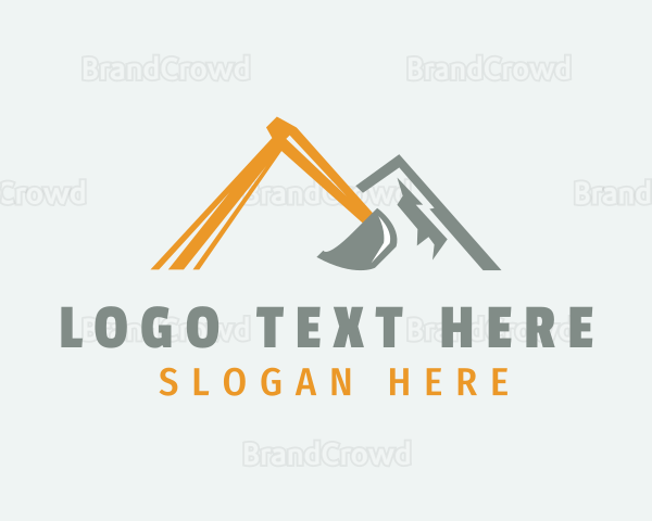 Backhoe Excavator Mountain Logo