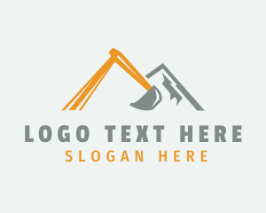 Backhoe Excavator Mountain logo design