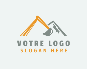 Construction - Backhoe Excavator Mountain logo design
