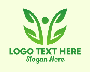 Green - Two Leaf Vine Plant logo design