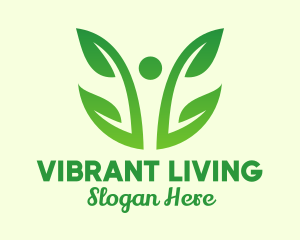 Living - Two Leaf Vine Plant logo design