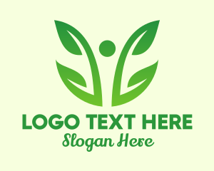 Green Flower - Two Leaf Vine Plant logo design
