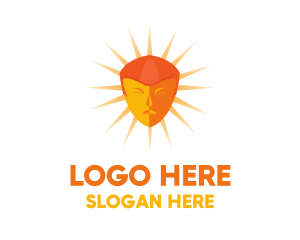Person - Orange Sun Face logo design