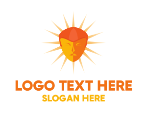 Sun Rays - Orange Sun Face logo design