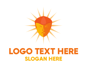 Human - Orange Sun Face logo design