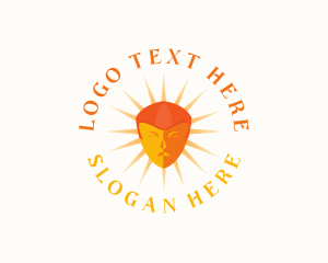 Solar - Orange Sun Face logo design