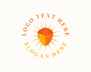 Sun Rays - Orange Sun Face logo design