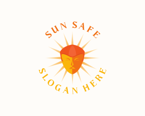 Orange Sun Face logo design