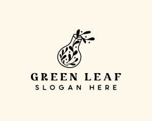 Plant Leaf Flask logo design