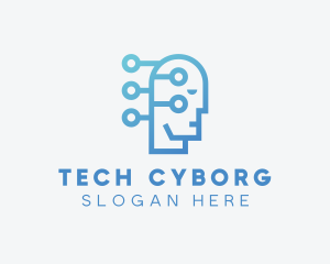 Cyborg - AI Technology Circuit logo design