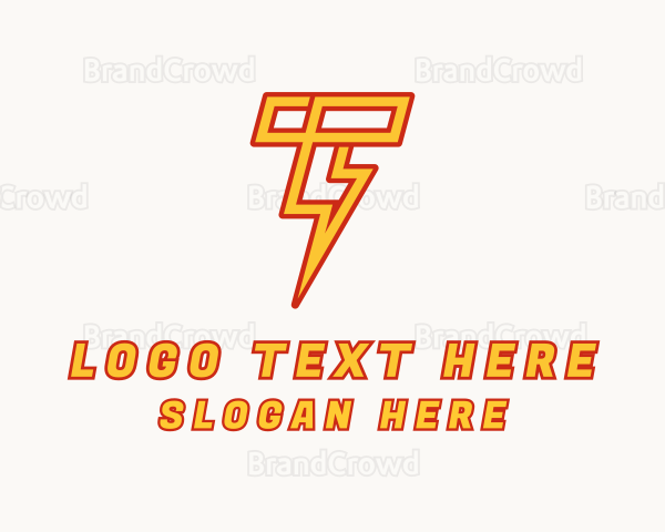 Lightning Bolt Letter T Logo