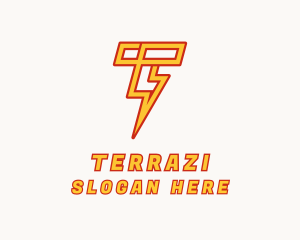 Lightning Bolt Letter T logo design