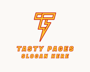 Lightning Bolt Letter T logo design