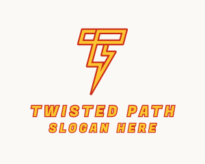 Lightning Bolt Letter T logo design