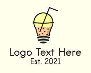 Boba Tea Shop - Milk Tea Bulb logo design