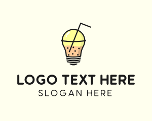 Boba Tea - Milk Tea Bulb logo design