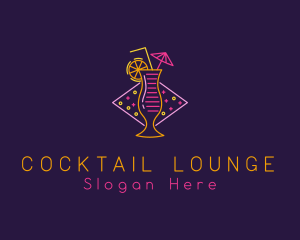 Neon Cocktail Drink logo design