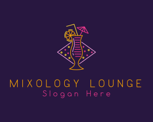 Cocktail - Neon Cocktail Drink logo design