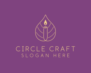 Minimalist Leaf Candle logo design