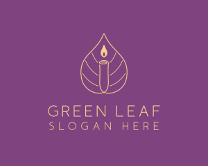 Minimalist Leaf Candle logo design