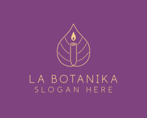 Spiritual - Minimalist Leaf Candle logo design