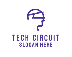 Modern VR Head Circuitry logo design