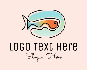 Plate - Ocean Fish Monoline logo design