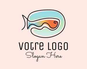 Ocean Fish Monoline Logo