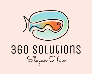 Ocean Fish Monoline logo design