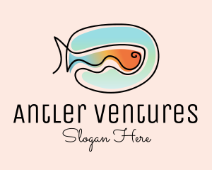 Ocean Fish Monoline logo design